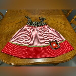 Toddler girls handmade Christmas dress! Candy can strips either cute Holly!